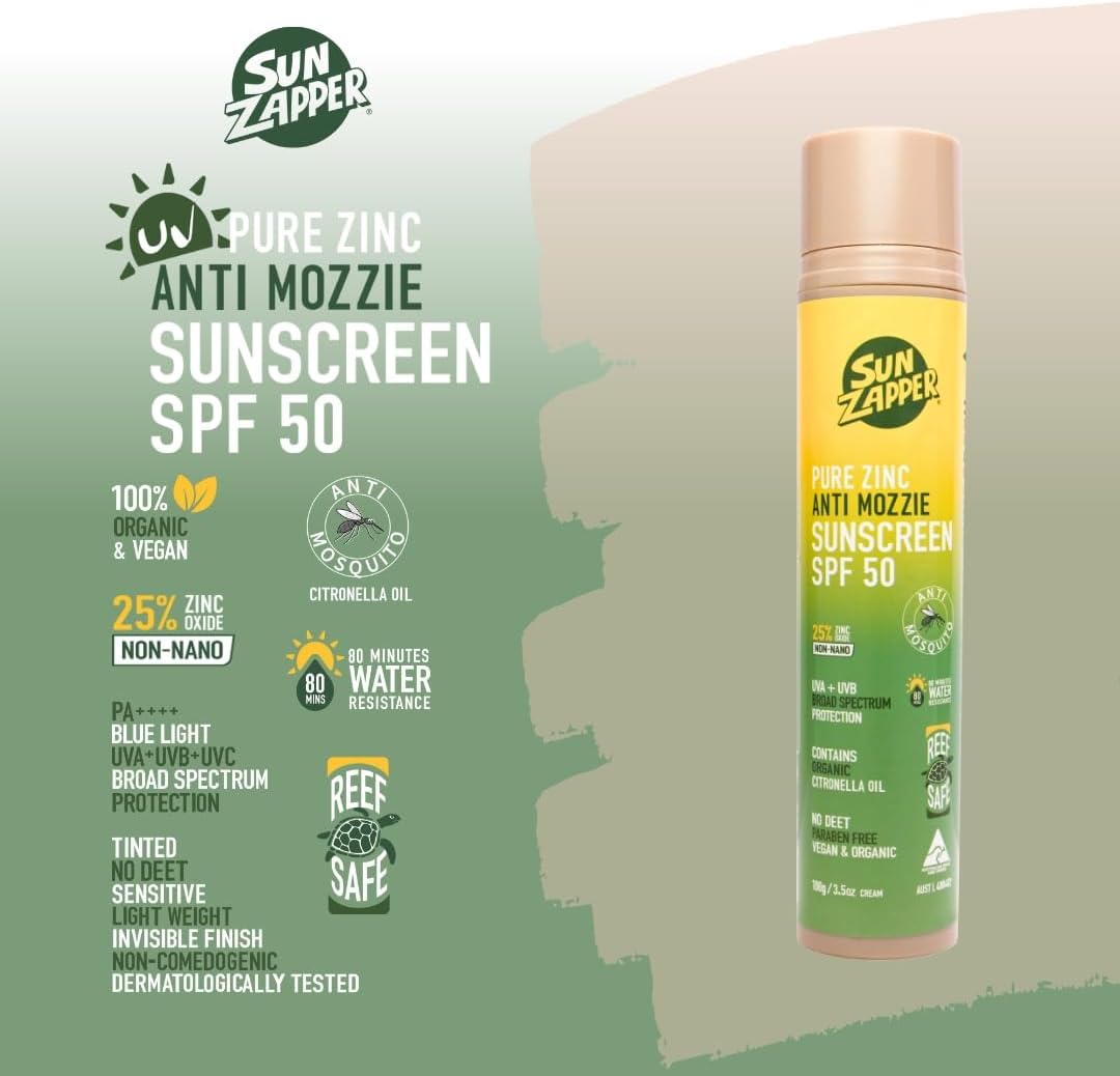 Mosquito Repellent Sun Cream SPF 50 – Tinted Natural Zinc Sunscreen with Citronella