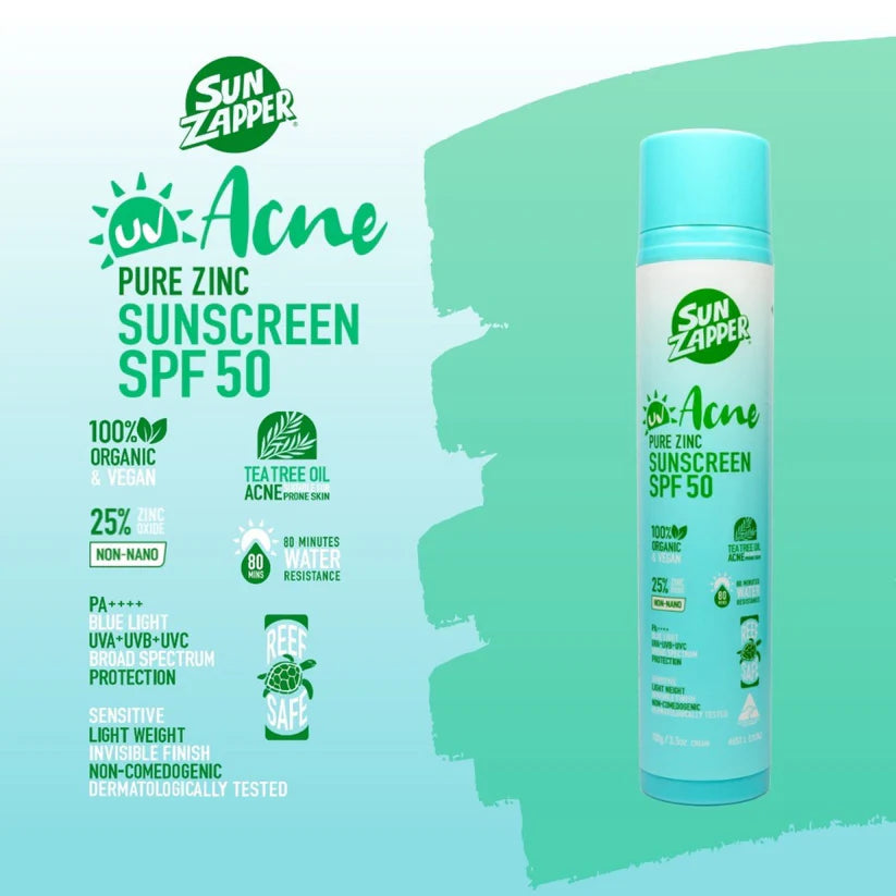 Pure Zinc SPF 50 Acne Non Comedogenic Sun Cream for Sensitive Skin